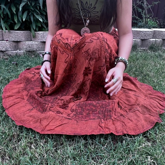 Rustic Patchwork Embroidered Boho Skirt - Picture 12 of 16